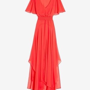 Express Vibrant Coral High Low Dress